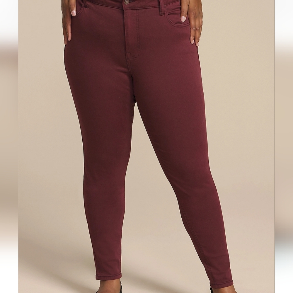 Lane Bryant Plus Size 20 Curvy Fit Skinny Mid-Rise Stretch Maroon Pants NWT
